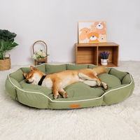 Coussin de luxe pour animaux de compagnie en polyester pour petits chiens – Écologique et respirant, doux, rectangulaire, à motif uni, en tissu fabriqué