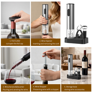 Ouvre-bouteille automatique le plus vendu, fonctionnant sur piles, en acier inoxydable, ensemble d'ouvre-bouteille électrique pour vin, pour usage en restaurant - Product Image 3
