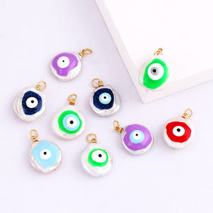 Colgante único colorido turco mal suerte ojo encanto, naturaleza agua dulce perla DIY pulsera collar componentes suministros L34 - Product Image 2