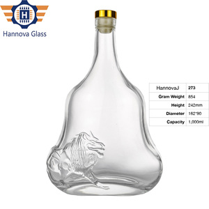 Độc đáo 1000ml Chai thủy tinh với khắc 3D sư tử bên ngoài cho Tequila Whisky Vodka tùy chỉnh rỗng Tinh Thần Rượu chai Stopper - Product Image 2