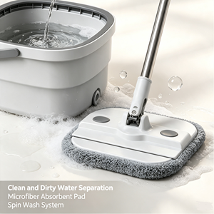 360 Rotating Microfiber <b>Mop</b> Set Self Wringer Square Floor Cleaning <b>Mop</b> <b>and</b> <b>Bucket</b> for Home Office - Product Image 3