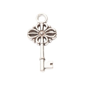 Pendentif clé squelette nœud floral en alliage <span class=keywords><strong>de</strong></span> zinc argent antique filigrané pour décoration <span class=keywords><strong>de</strong></span> mariage steampunk - Product Image 4