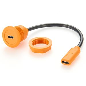 כבל מתאם USB 3.1 Type C להתקנה על פאנל, כבל USB-C עגול להתקנה על פאנל, כבל USB 3.1 Type-C נקבה לנקבה להתקנה על פאנל עגול - Product Image 1