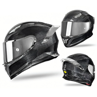 Casque de moto en fibre de carbone, casque intégral de sécurité pour scooter et cruiser, avec visière solaire, casque de conduite forgé