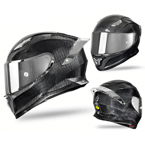 Casque de moto en fibre de carbone, casque intégral de sécurité pour scooter et cruiser, avec visière solaire, casque de conduite forgé - Product Image 3