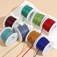 Chaînes à strass électroplaquées colorées de haute qualité, 10 yards, 2 mm, pour la fabrication de bijoux et accessoires vestimentaires DIY