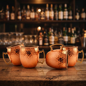 Mug en cuivre martelé en acier inoxydable massif pour Moscow Mule - Artisanat indien - Product Image 1