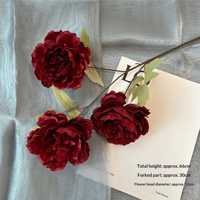 Fleurs artificielles en soie rouge pour mariages : pivoines, hortensias, fleurs de paradis, gypsophile – Présentoirs en pot, murs floraux