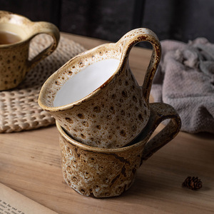 Vintage Kiln Change Leopard Print Coarse Pottery <b>Mugs</b> Advanced American Latte Breakfast Cups - Product Image 3