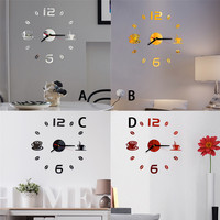 Diseño moderno café grano de café decoración del hogar cocina Reloj de pared Diy Reloj de pared grande sin marco Reloj de pared gigante