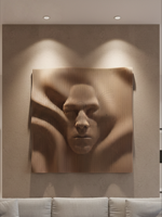 Panneaux muraux modernes en panneaux de densité (MDF) 3D-stéréoscopiques, à découpe ondulée, inspirés du visage humain, insonorisants et étanches, pour gymnases et centres commerciaux