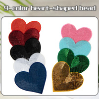 Couleur unie 9 couleurs coeur paillettes tissu Patch réfléchissant brodé feutre tissu paillettes Applique pour vêtements