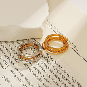 Stainless Steel <b>Ring</b> Geometric Shape Vacuum Plated 18k Gold Women's Fashion Jewelry Gift YR46 - Product Image 2