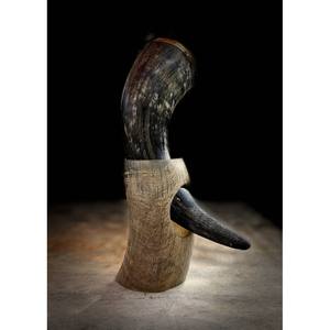 Cuerno para beber ceremonial de amor eterno con soporte, taza de cuerno para beber vikingo natural, medieval con hierro de madera - Product Image 4