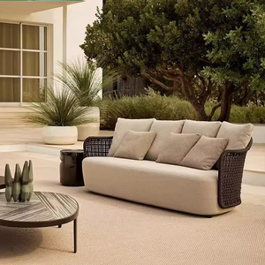 Divano in Rattan Moderno e Semplice <span class=keywords><strong>con</strong></span> Cuscino per Esterni, Cortile, Giardino, <span class=keywords><strong>Balcone</strong></span>, Piccolo Hotel e Villa - Product Image 4