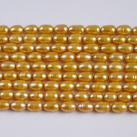 Brins de perles de culture d'eau douce teintes or des mers du Sud, forme riz, 7-8 mm, vente en gros pour la fabrication de bijoux