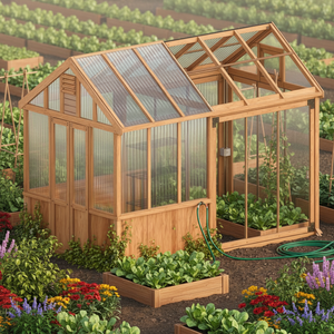 Serra Moderna Ecologica con Telaio in Cedro e Ventilazione sul Tetto per Giardinaggio all'Aperto - Product Image 2