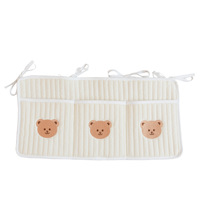 Vente en gros de sacs de rangement pour bébés, sac suspendu étanche, sacs de poussette en coton naturel avec broderie matelassée