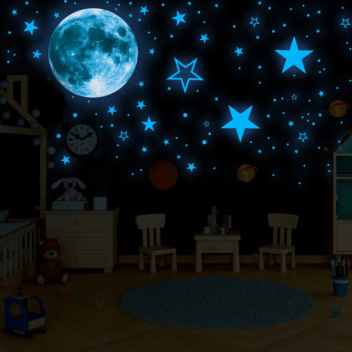 Wholesale Moon and Stars Starry Sky Shining Room Decoration luminous wall sticker