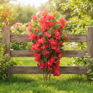 זר פרחי בוגנוויליה מלאכותיים על גבעול בודד ופרחי קשת |   עיצוב חתונה |   סידור אגרטל - Product Image 4