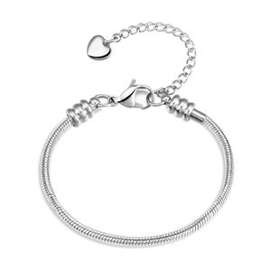 Wholesale Custom Fashion Ladies <strong>Bracelet</strong> Stainless Steel Heart <strong>Charm</strong> Snake Chain <strong>Bracelet</strong> for DIY Jewelry Women Girls - Product Image 1