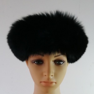カスタマイズ可能な女性用ブラックカラー毛皮帽子フォックスファーヘッドバンドヘアバンドScrunchies 10ピース/ロット送料無料 - Product Image 1