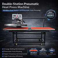 Presse à chaud pneumatique industrielle double station robuste 40x60 avec glissière automatique pour transfert thermique