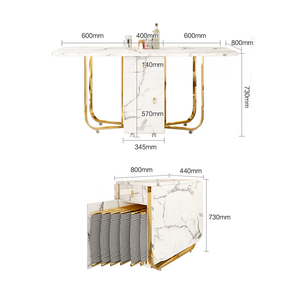 2023 thời trang sang trọng hiện đại nội thất căn hộ bằng đá cẩm thạch trắng vàng chân không gấp <span class=keywords><strong>mini</strong></span> phẳng Thiết kế bàn ăn đặt - Product Image 5