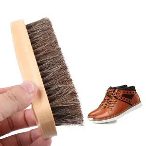 Horsehair Shoe Shine Brush Horse Hair Bristles Wood Handle Horsehair Shoe Shine Brush for Shoes, Boots, and Other Leather Items