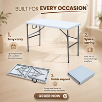 Table pliante portable en fer 122 cm, design moderne pour entrepôt, parc, utilisation en extérieur