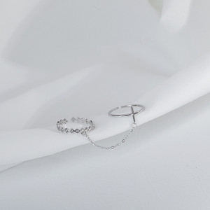 Women's <b>Cross</b> <b>Chain</b> Ring Zinc Alloy Geometric Design Daily Wear Jewelry Pinky Ring - Product Image 2