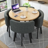 Ensemble de tables basses de luxe pour économiser de l'espace, tables à manger rondes modernes et ensemble de 4 chaises