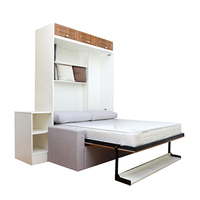 Mécanisme de Lit Mural Escamotable Vertical Gain de Place Pliant Manuel Rangement Discret avec Étagère à Livres Pieds de Lit Automatiques et Canapé