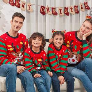 Pulls <span class=keywords><strong>de</strong></span> <span class=keywords><strong>Noël</strong></span> rouges et verts 2026, pulls <span class=keywords><strong>de</strong></span> <span class=keywords><strong>Noël</strong></span> personnalisés pour la famille, tricotés, imprimés d'animaux, rennes, pulls <span class=keywords><strong>de</strong></span> <span class=keywords><strong>Noël</strong></span> moches assortis pour la famille - Product Image 2