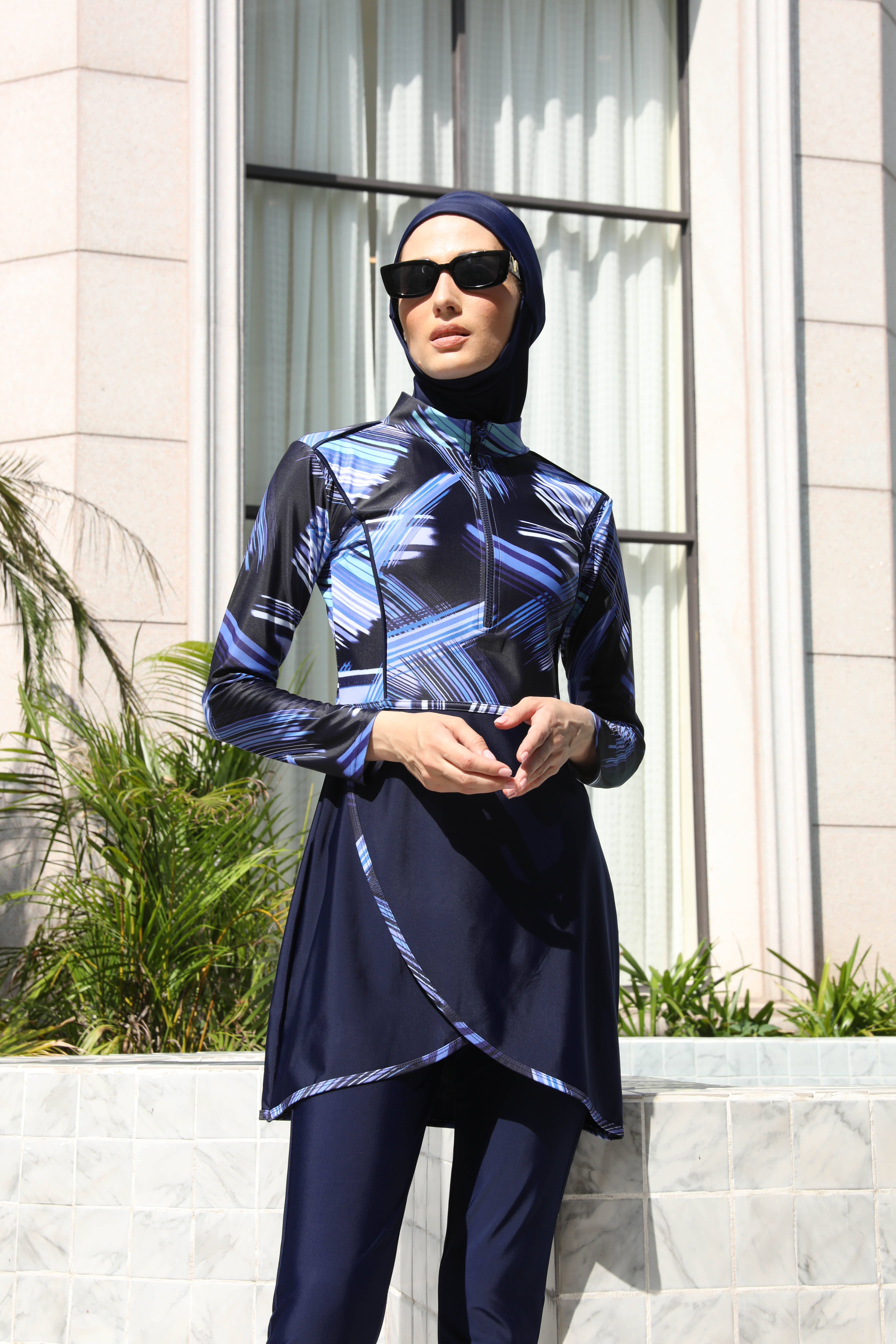 muslim swimming dress FOKULUNDA Muslim Swimsuits for Women Printed 3 Pieces Fully Covered  Swimwear Burkini Detachable Hijab (S, F1) at Amazon Women's Clothing store