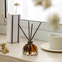 Vente en gros de bouteille vide ronde claire de diffuseur de roseau en verre d'arôme de luxe 50ml 100ml