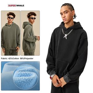 เสื้อมีฮู้ดผ้าคอตตอนขนาดใหญ่ซักได้355กรัมเสื้อแนวสตรีทเฮฟวี่เวทกำหนดได้เอง - Product Image 3