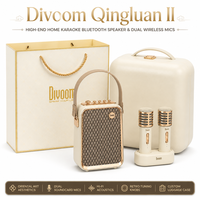 DIVOOM QINGLUAN II Système de karaoké de luxe pour la maison avec ensemble d'enceintes, deux microphones sans fil, micro intégré, sortie 10-50W, mixage analogique