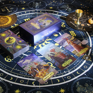 Kartu PVC 78 pengendara, khusus kualitas tinggi menunggu dengan kotak Foil emas tahan air ungu emas Foil <span class=keywords><strong>Tarot</strong></span> untuk pemula - Product Image 2