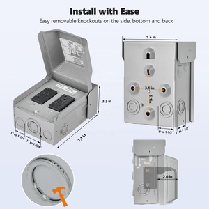 Boîte de <span class=keywords><strong>prise</strong></span> électrique extérieure tout métal, résistante aux intempéries, 20 ampères, WRTR GFCI, fabrication directe d'usine Linsheng - Product Image 5