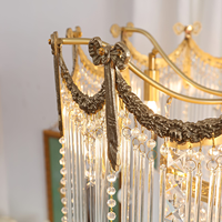 Lustre vintage français en cristal doré avec pompons, suspension de luxe à perles rondes, lampe élégante à cadre en laiton pour salon, salle à manger, chambre à coucher