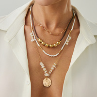 Mode bohème Style ethnique bijoux perlé tournesol palmier pendentif collier géométrique plaquette pendentif bijoux accessoires