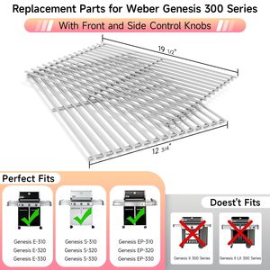 Paquete de 2 rejillas de repuesto para parrilla de acero inoxidable de 19.5 x 25.5 pulgadas, compatibles con las rejillas de cocción <span class=keywords><strong>Weber</strong></span> Genesis serie 300 - Product Image 4