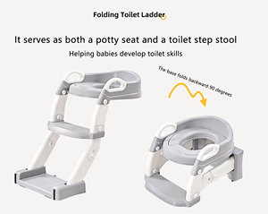 Siège de toilette avec échelle pour l'apprentissage de la propreté des bébés, marchepied pliable avec <span class=keywords><strong>chaise</strong></span> de toilette amovible 3 en 1 - Product Image 3