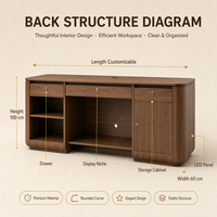 Qianhao - Ensemble complet de mobilier de bureau commercial, restaurant, salon, réception, modèle de bureau moderne de luxe léger en MDF carré