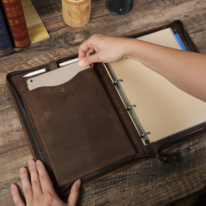 A4 Kích Thước <span class=keywords><strong>4</strong></span> Vòng Chất Kết <span class=keywords><strong>D</strong></span>ính 11in Da Padfolio Flipchart Giấy Sketchbook Bìa Bút Khe Cắm Bìa Cứng Bìa Phong Cách Refillable Loose-Leaf - Product Image 3