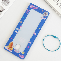 Porte-cartes photo Kpop transparent imprimé, personnalisé, en acrylique, à quatre compartiments, motif dessin animé, populaire et économique, avec porte-clés