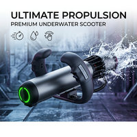 Propulseur sous-marin cylindrique gris métallisé FactoryDirect avec lumière LED verte et commande au pouce pour la natation et le snorkeling