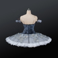 Tutu de ballet professionnel personnalisé pour filles, tenue de performance classique en gris