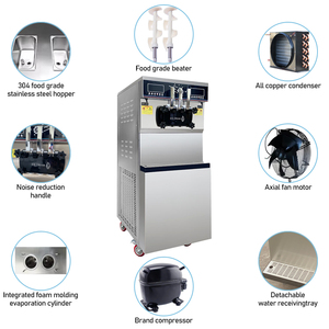 De Helados Soft Doble Compresor System 48-50L/H Soft Serve Ice Making <b>Maker</b> Commercial Ice Machine Double System Ice Machi - Product Image 1